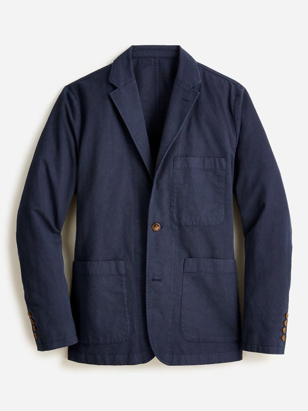 J.Crew Garment-Dyed Cotton-Linen Chino Suit Jacket, Navy, Size 38